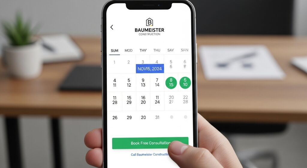 Booking Free consultation Call Baumeister Construction